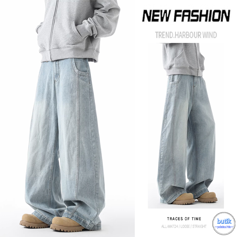 Celana Jeans Pria Celana Panjang Pria Korea Style Celana Gombrong Pria Boyfriend Jeans