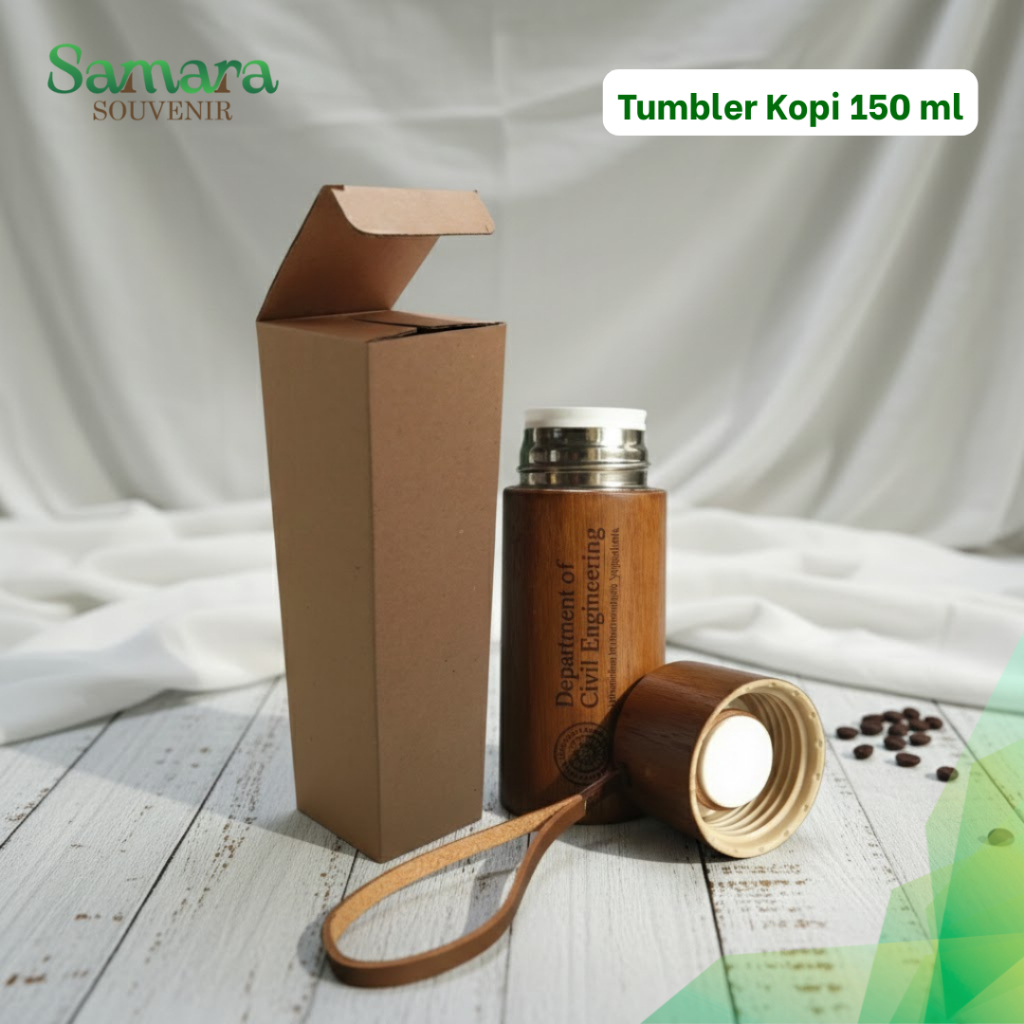 Souvenir Tumbler Kayu Jati 150ml Custom Nama