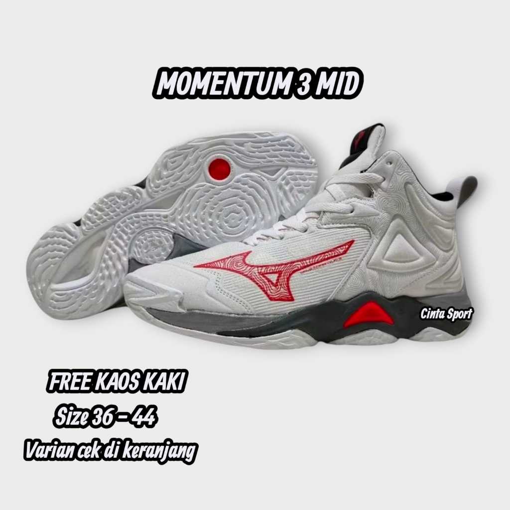 Sepatu Mizuno Wave Momentum 3 Mid Terbaru / Sepatu Olahraga Voli Mizuno Wave Voltage / Sepatu Voli T