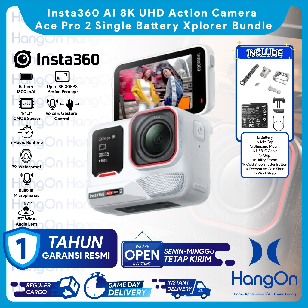 Insta360 Ace Pro 2 Single Battery Arctic White Xplorer Bundle Silver AI 8K UHD Action Camera Insta 3