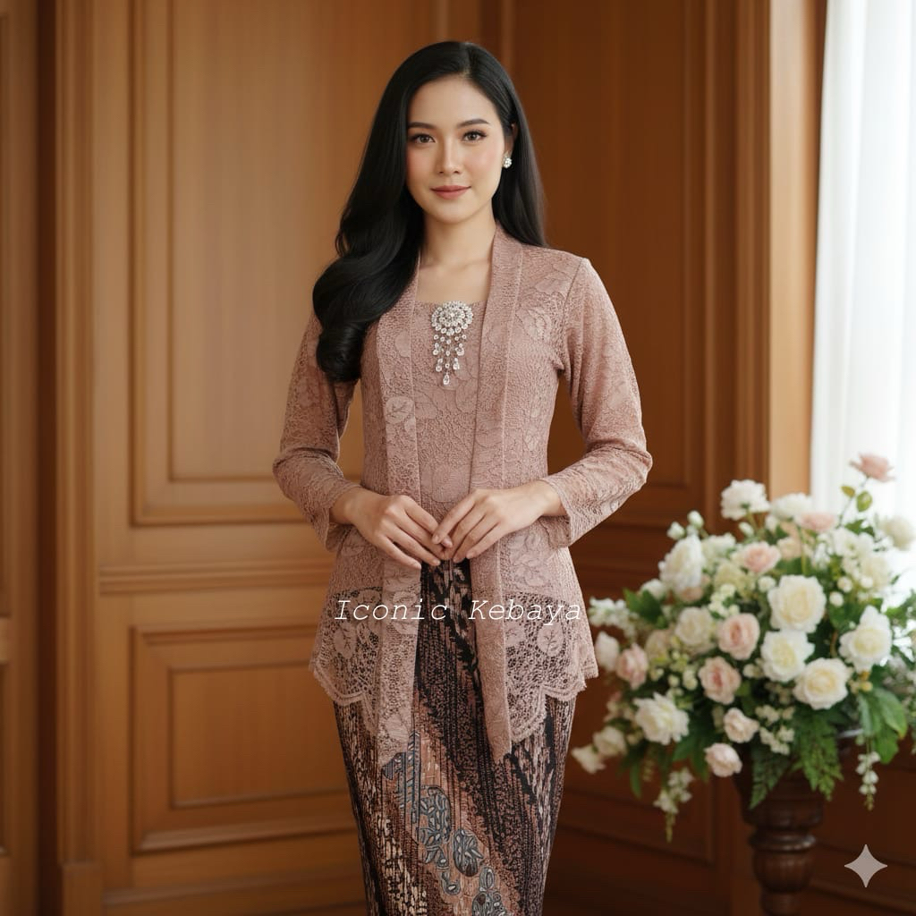 Kebaya Kutu Baru Modern | Kebaya Brokat Kutu Baru - Kebaya Kutu Baru Modern 1 Set - Kebaya Kondangan