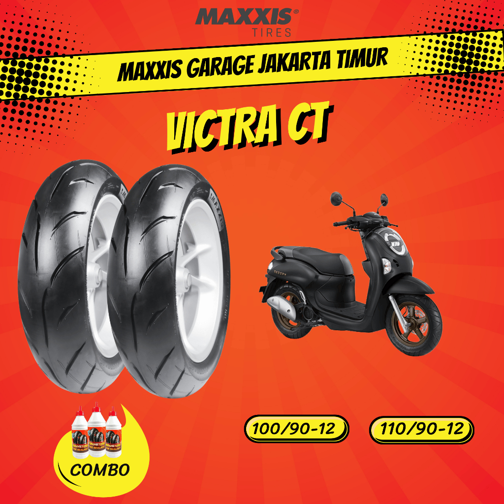 [PAKET SEPASANG MURAH] BAN MAXXIS RING 12 VICTRA 98 CT TUBELESS 100/90-12 & 110/90-12 / BAN MOTOR SC