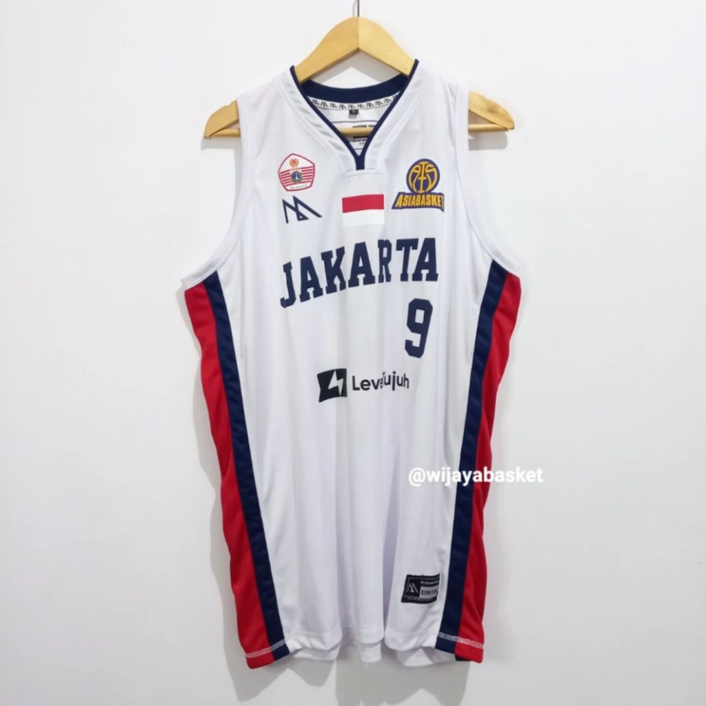 JERSEY BASKET ORIGINAL DKI JAKARTA ASIA BASKET NOMOR RANDOM - PUTIH