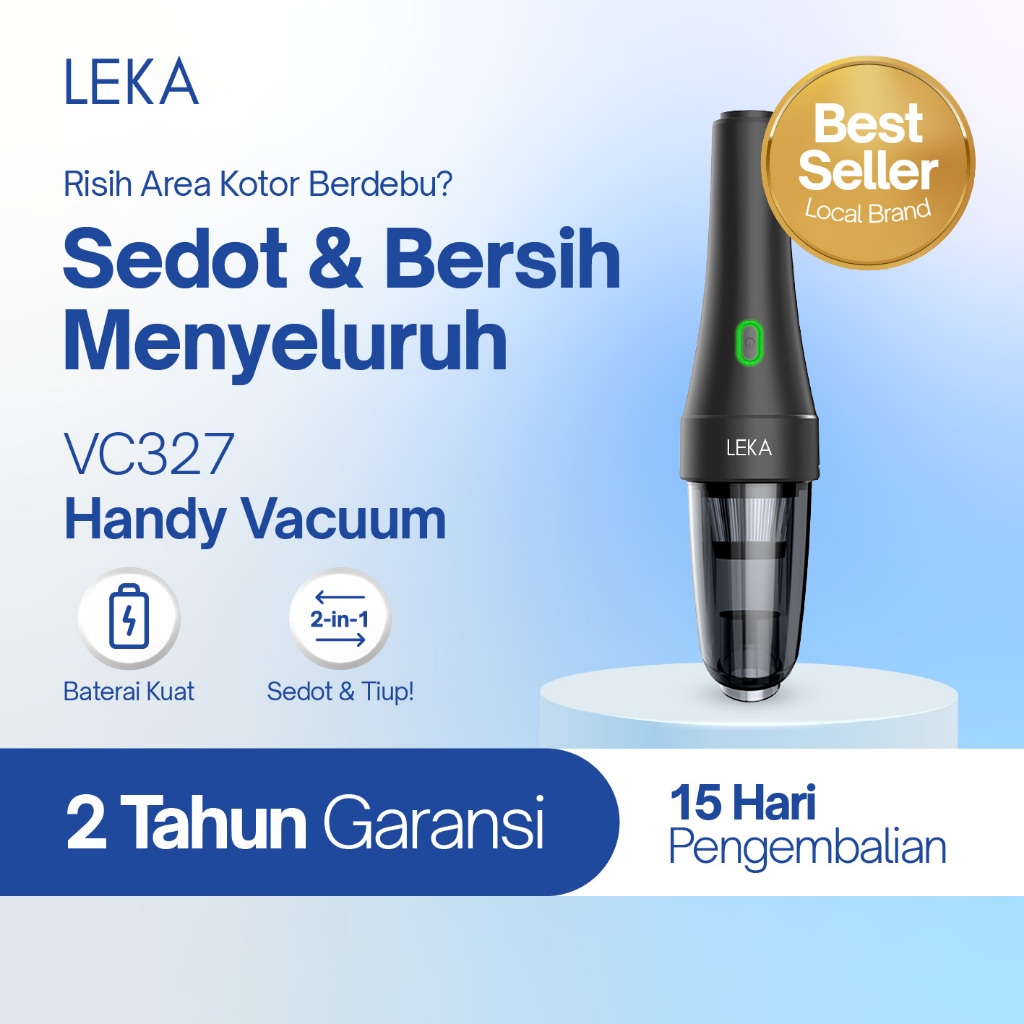 LEKA - VC327 Handy Vacuum Cleaner - Penyedot Debu Wireless Portable Untuk Mobil dan Rumah