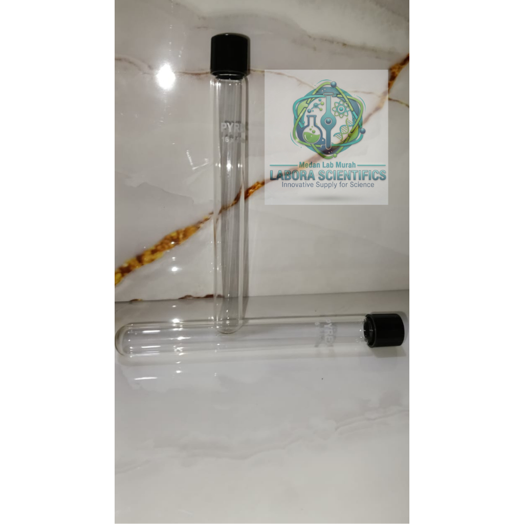 Test tube With Screw Pyrex 16 x 150 mm tutup ulir , Test Tube , Tabung Reaksi  , 1 pcs