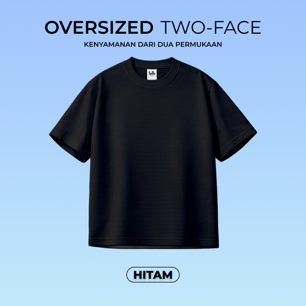 JipClo Kaos Polos Oversized Two Face Fabric Unisex Pria Wanita Hitam Double Knit - PROMO