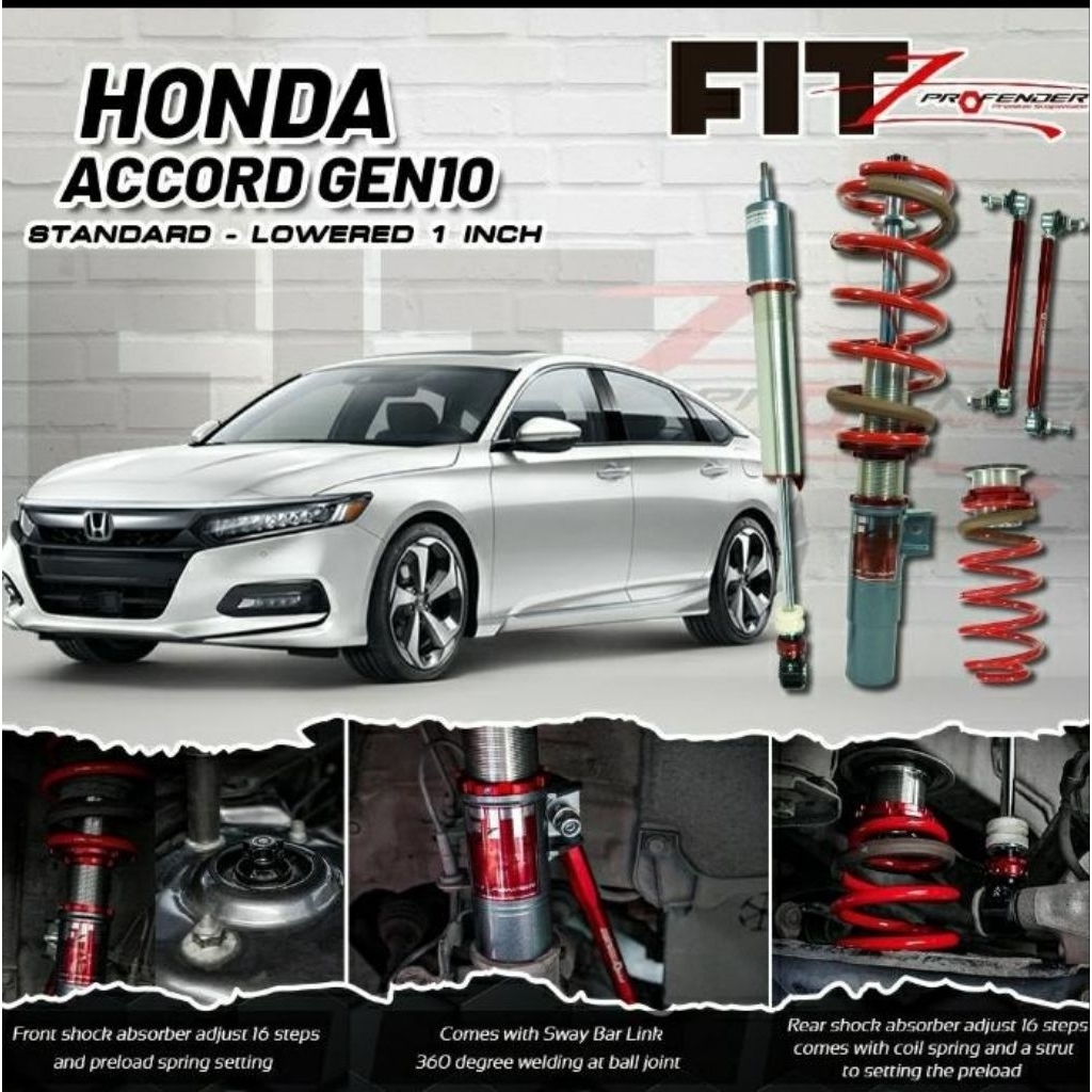 Coilover PROFENDER FITZ Series Honda ACCORD GEN10 2018+ STD - LOWERED 1"
