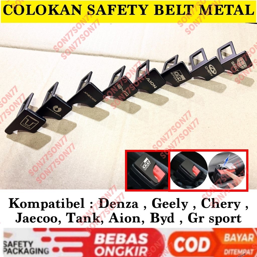 Safety Belt Seat Buckle Alarm Stopper Mobil Universal Logo GR SPORT BYD DENZA TANK GEELY CHERY JAECO