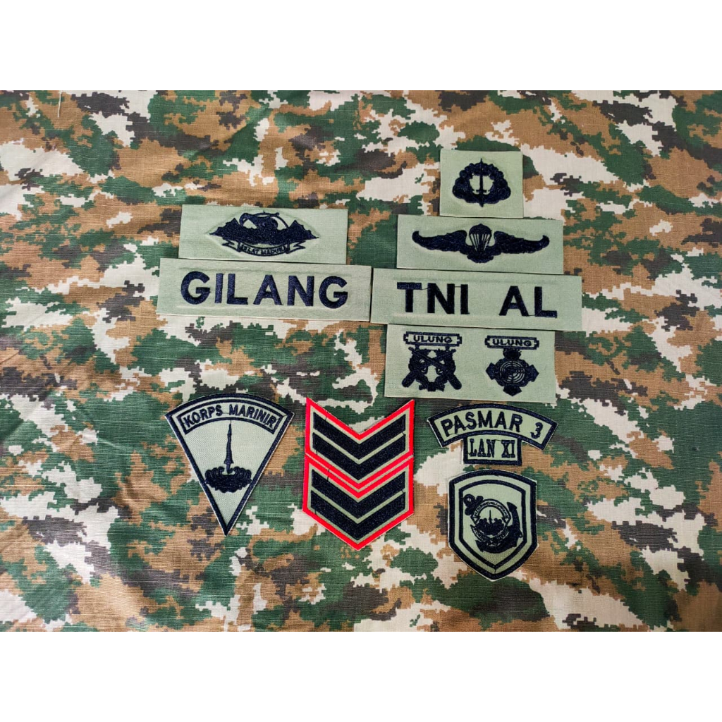 ATRIBUT BORDIR PAPAN NAMA TNI/BRIVET PDL TNI TERBARU/Atribut PDL SAGE GREEN/ATRIBUT TNI AL/ATRIBUT T