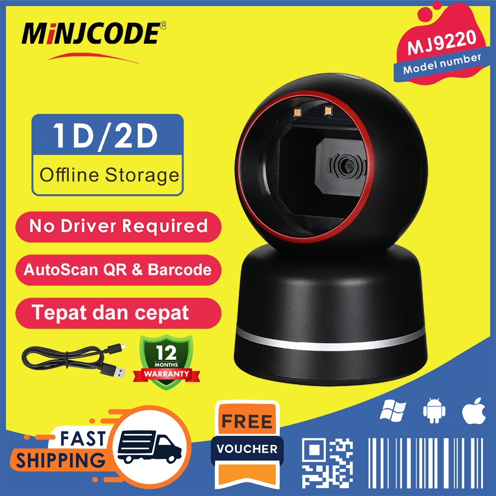 Barcode Scanner 1D 2D AutoScan QR Code & Barcode Scan Sensor Akurasi Tinggi Scan Barcode
