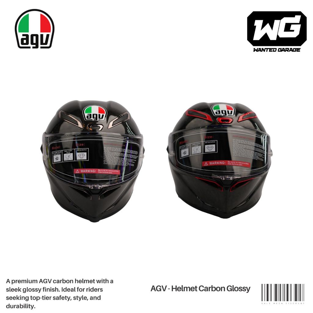 AGV Helmet Full Face Carbon Glossy – Helm Racing Premium Ringan Kaca Clear