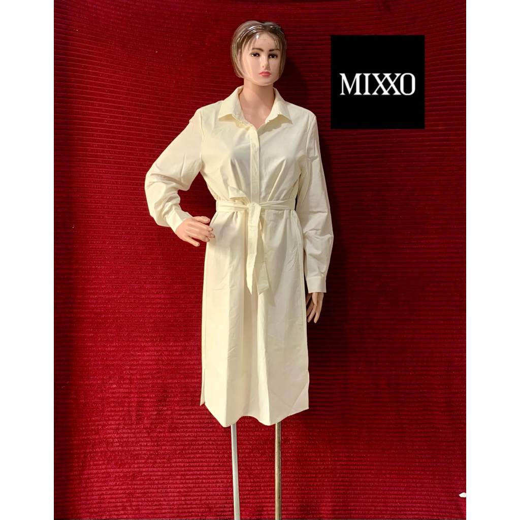 CASUAL VINTAGE DRESS WANITA TANGAN BALON MEWAH CANTIK TALI PINGGANG