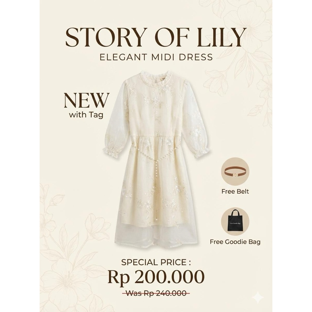 [READY STOCK] Midi Dress Story of Lily by Ramayana - Mewah & Elegan