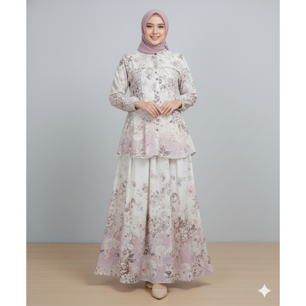 One Set Rok Danelia V2 Rempel Dada Motif Bunga Terbaru