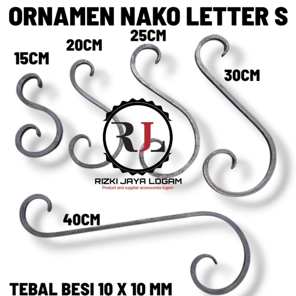 Letter S nako Ornamen pagar besi trallis