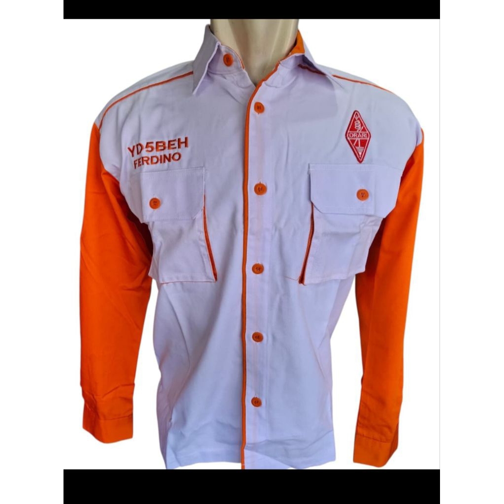kemeja orari orange lengan panjang