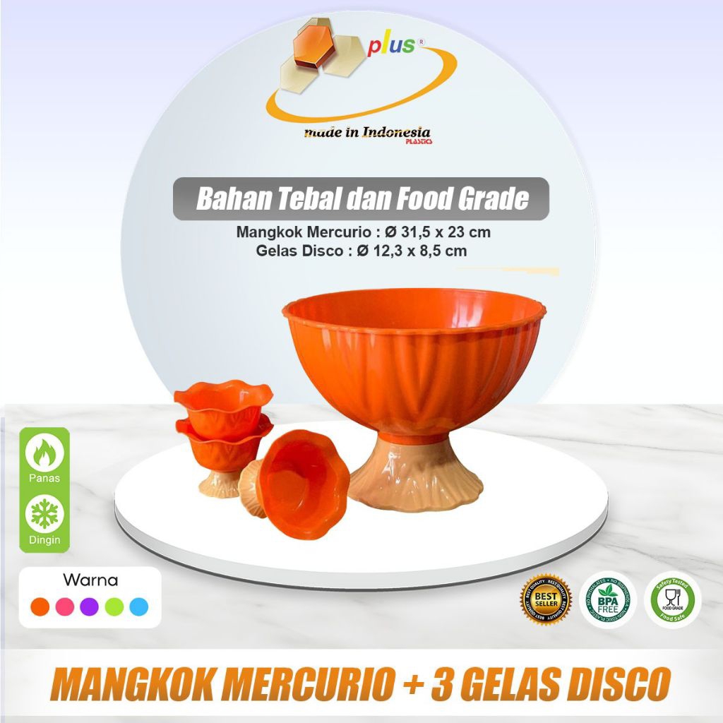 MANGKOK MERCURIO & 3PCS GELAS DISCO / MANGKOK PLASTIK JUMBO / MANGKOK ES / MANGKOK PRASMANAN / GELAS