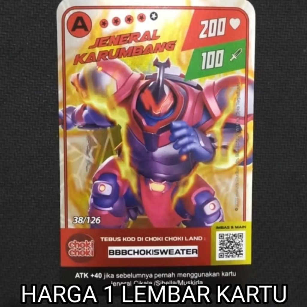 Boboiboy Monsta Galaxy Card Jeneral Karumbang Choki Choki (Silver)