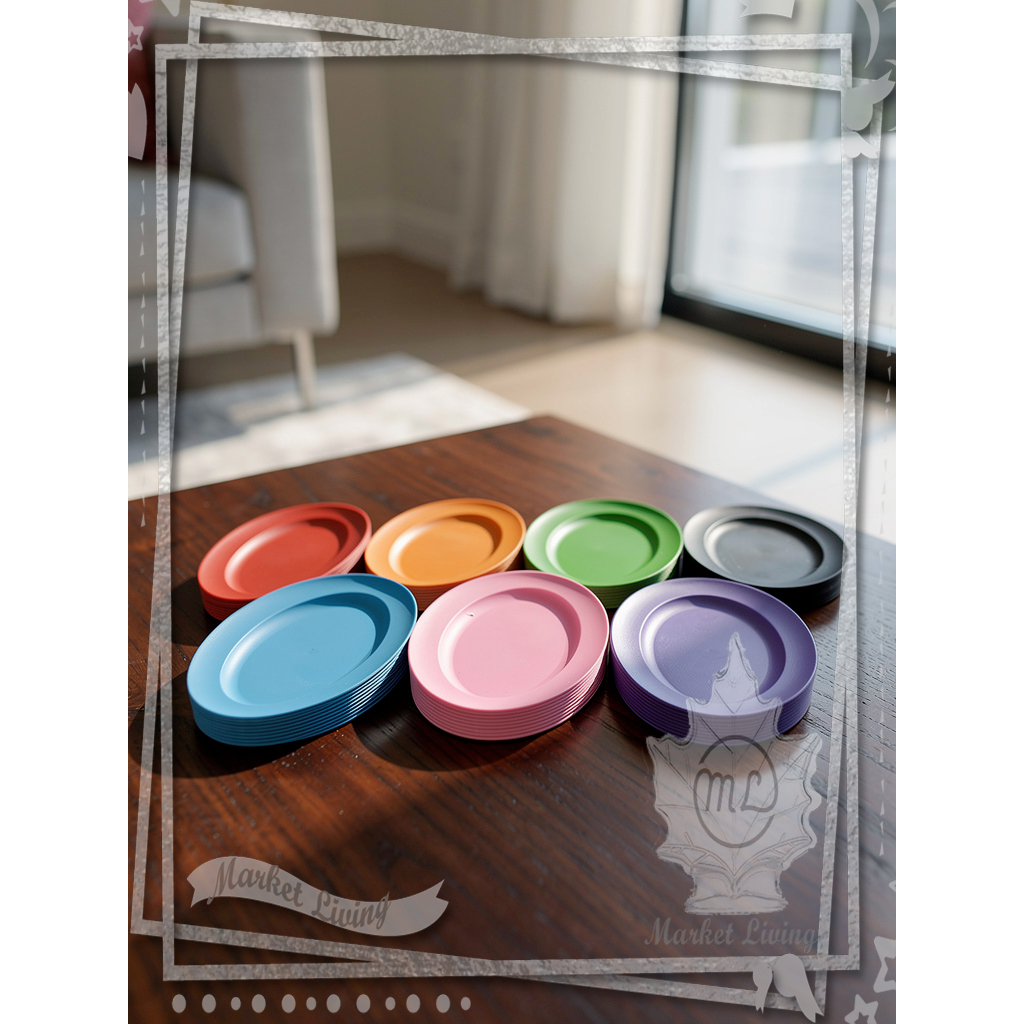 Piring Saji Oval 12pcs Piring Oval Plastik 26cm 10inch Piring Makan Lonjong Model Melamin | ML