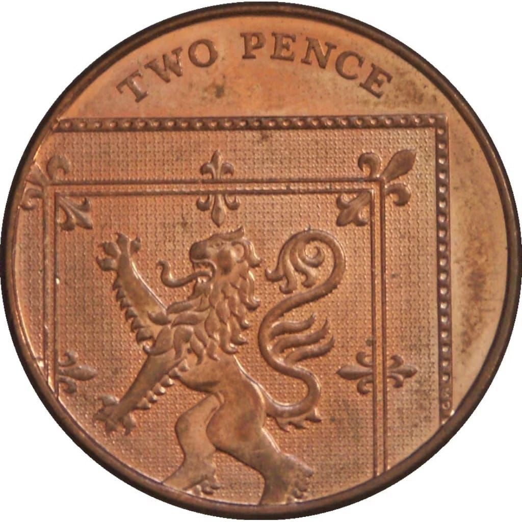 Koin 2 Pence Inggris Britania Raya Elizabeth II UK United Kingdom Tahun Acak Koleksi Uang Logam Coin