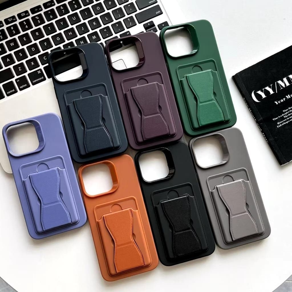 ( SLOT CARD ) Case Slot Card + Standing Multi Fungsi Premium For iPhone 11 12 13 14 15 Pro Max Plus 