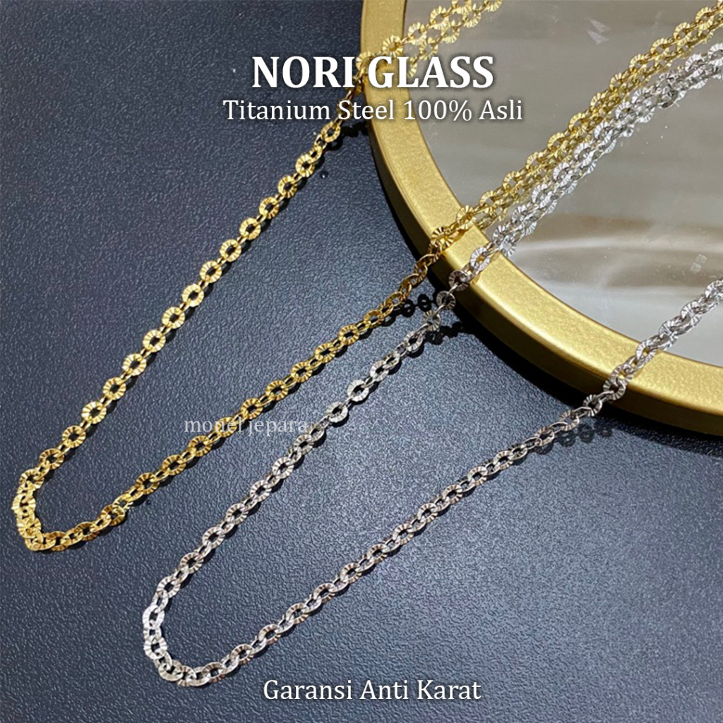 Monel Kalung Titanium Pria Wanita Anti Karat - (Nori Glass)