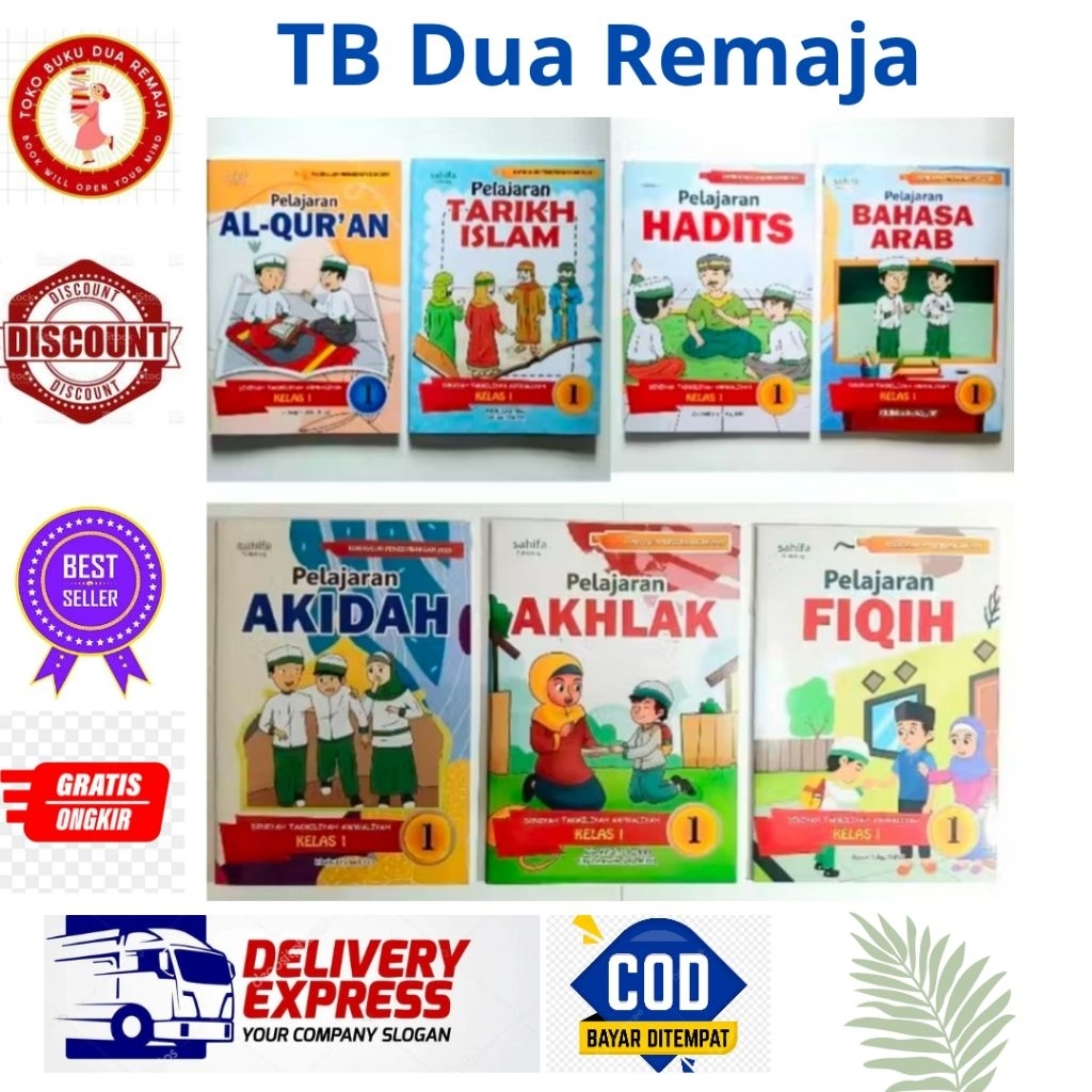 Buku MDTA Satu PAKET 7 MAPEL Untuk  Kelas 1 ( Setara 3 SD ) Kurikulum 2020 PENERBIT Sahifa