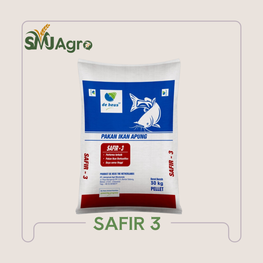 De Heus SAFIR-3 Pakan Ikan Lele Berkualitas Repack 1KG