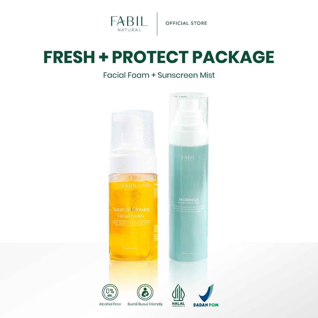 [2 pcs] Fabil Bundle Facial Foam + Sunscreen Mist SPF 45 PA+++ - Paket Skincare Sabun Wajah Melembab