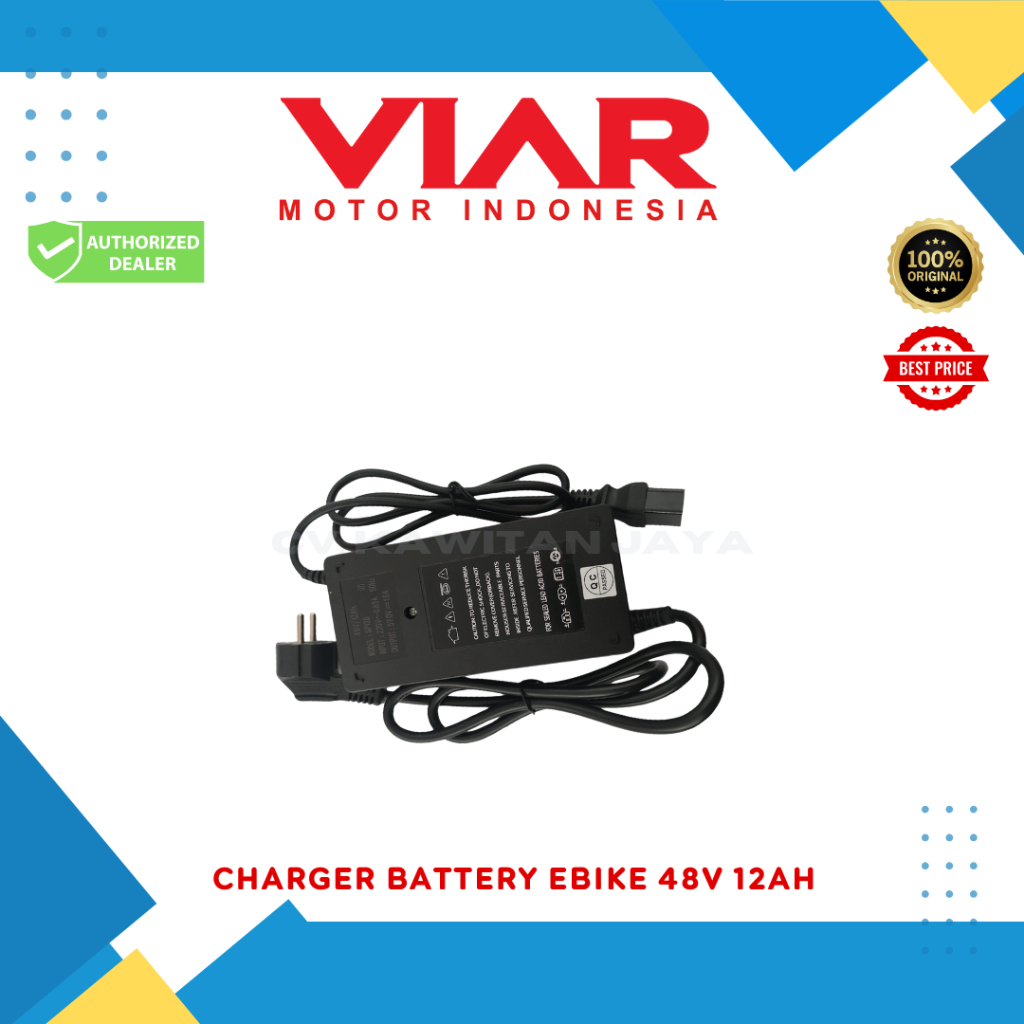 CHARGER BATTERY EBIKE VIAR 48V 12AH | CAS SEPEDA LISTRIK VIAR UNO