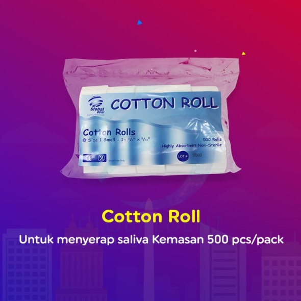 Medis & Dental Cotton Roll 500 Pcs Globaldent (Kapas Gulung Serbaguna / Kapas Rol Dental / Kapas Den