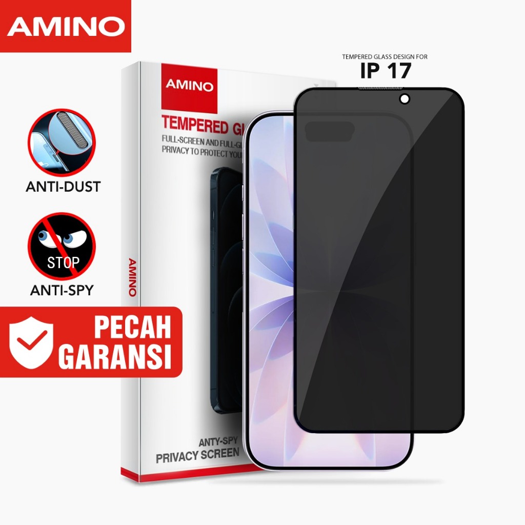 AMINO Anti Spy Tempered Glass Untuk Iphone 17 privacy Glass / privasi Glass / Dust Proof Full Screen