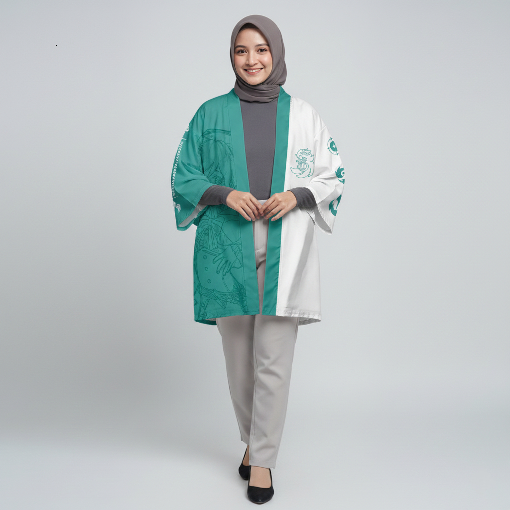 Kimono Haouri Anime character Venti from Genshin Impact holding a (lyre)