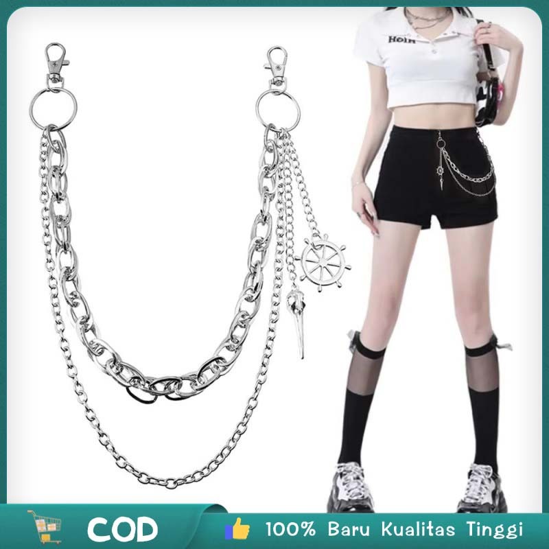 Decorative Belt Chain Rantai Celana Silver Hanging Chain Rantai Pinggang Aksesoris Jeans Retro Style