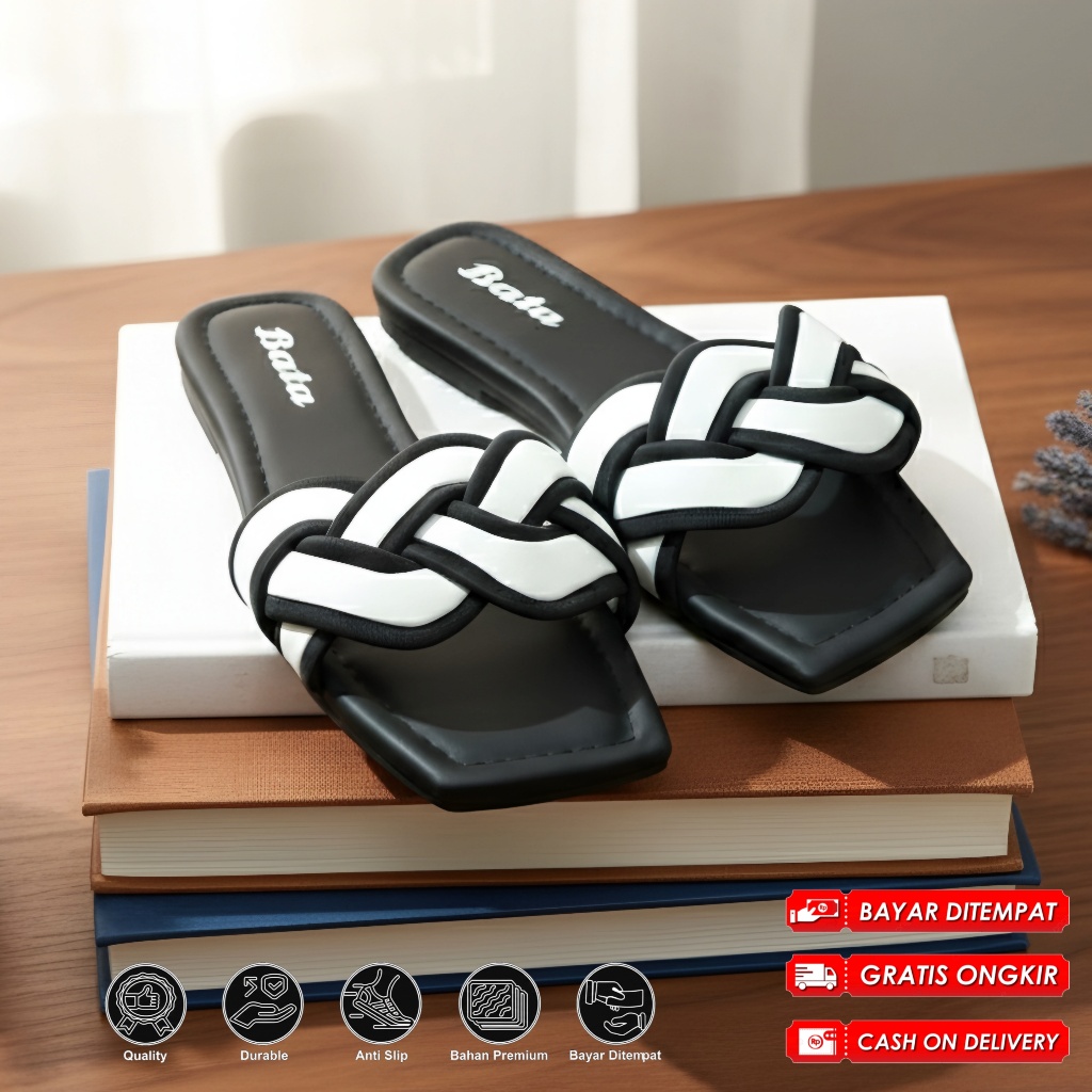 SANDAL NYAMAN SLOP BATA SELOP WANITA SENDAL TEPLEK EMPUK KEKINIAN TRENDY CEWEK PLATFORM TERBARU