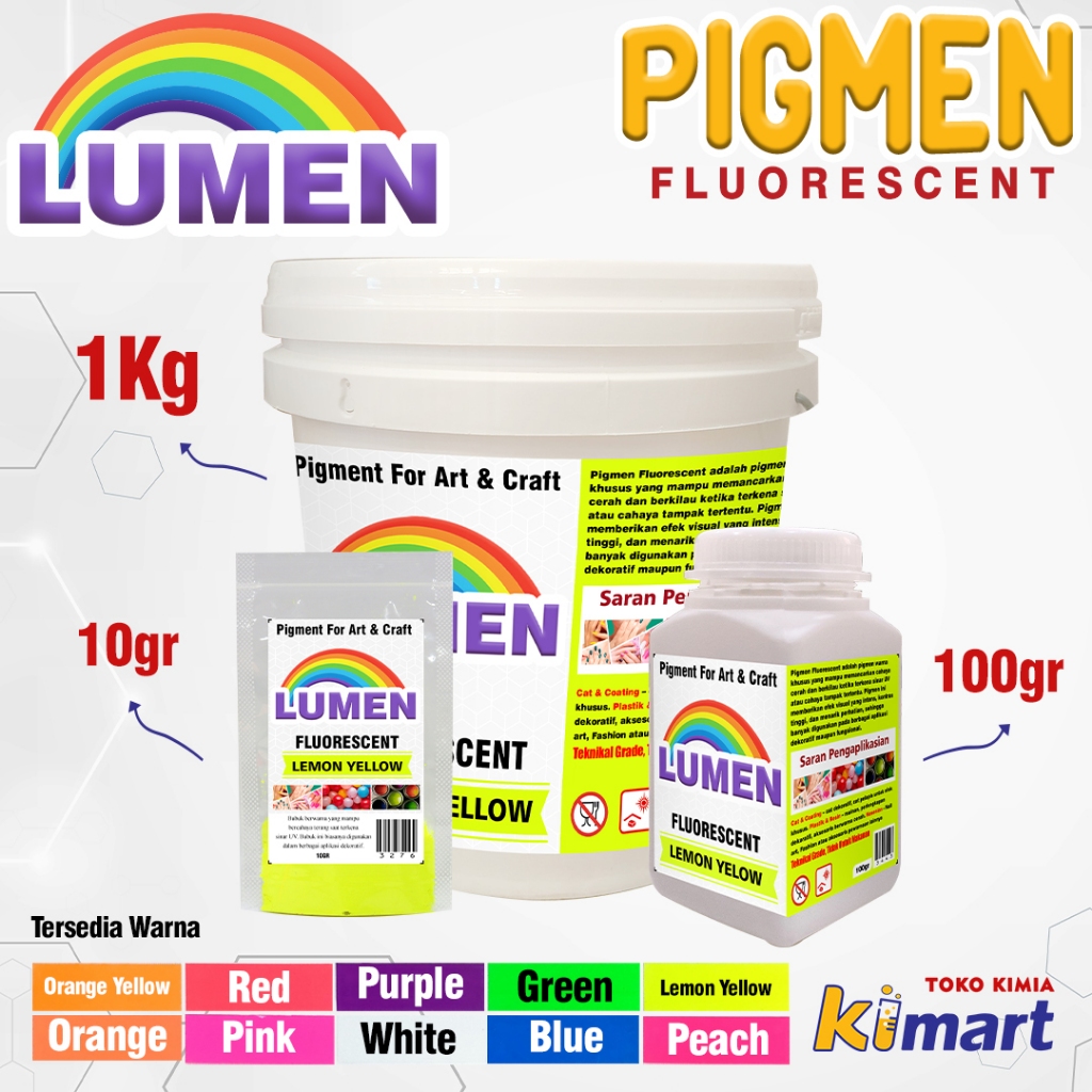 LUMEN pigmen fluorescent powder 100gr pigmen warna neon bubuk warna stabilo