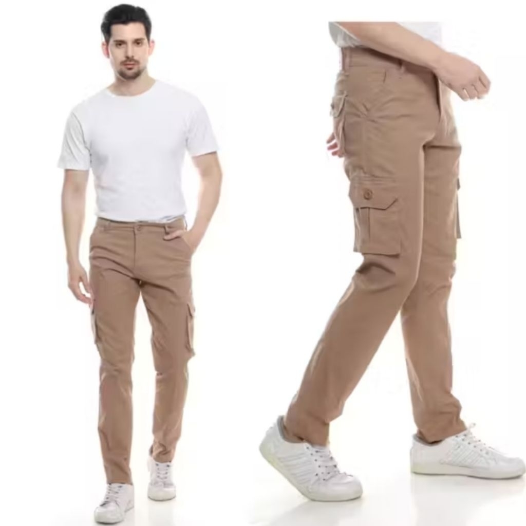 FINCHOISTYLE - Celana Chino Cargo Pria - Celana Panjang Chino Cargo