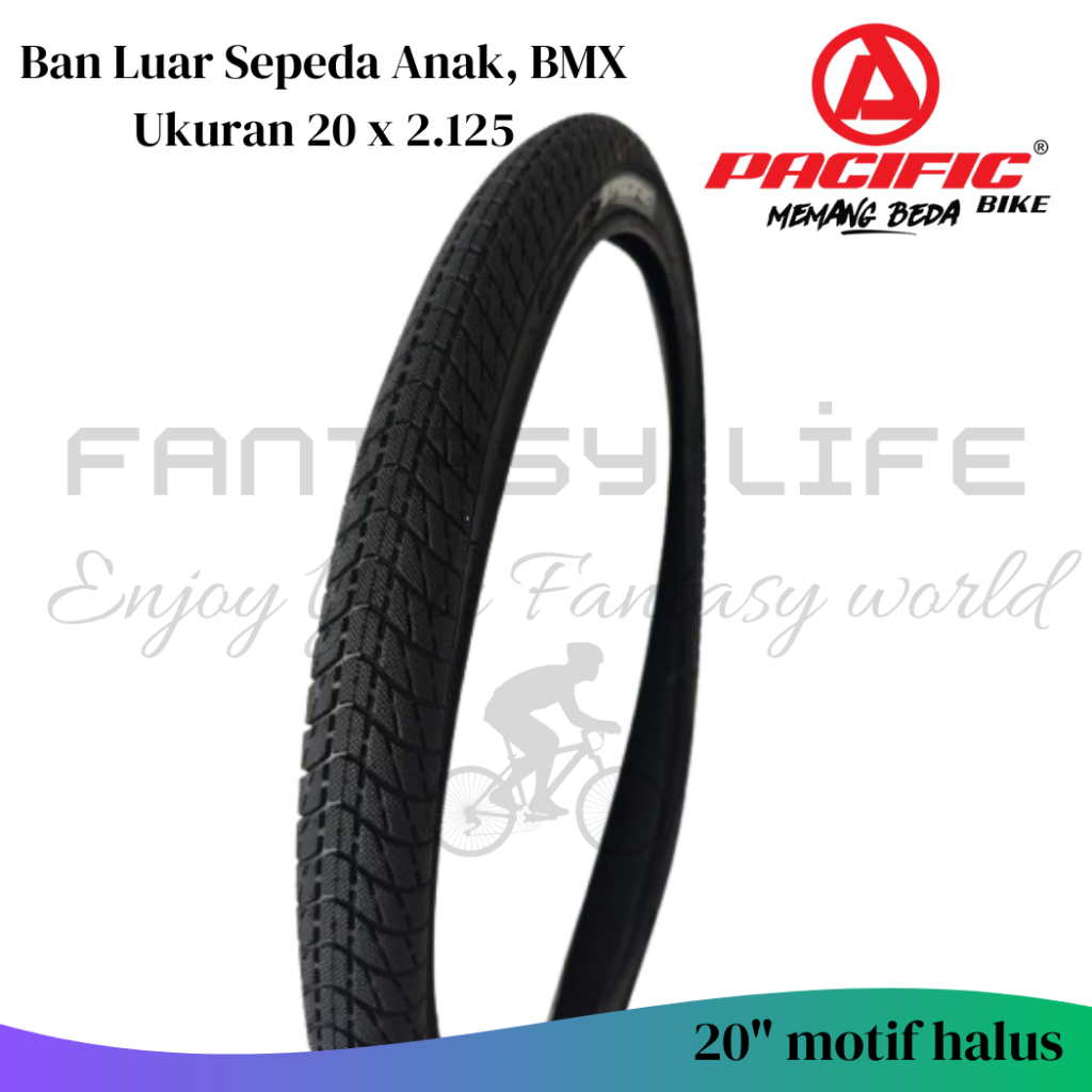 Fantasy Ban luar ukuran 20 x 2.125 pacific hitam motif halus sepeda anak, BMX ukuran 20