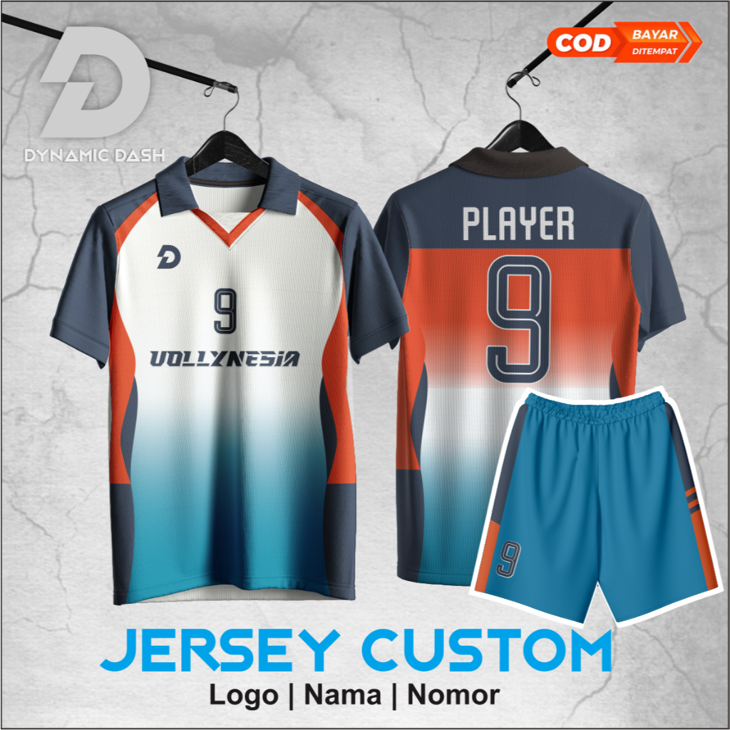 JERSEY VOLLY CUSTOM BAJU VOLI COWOK CEWEK FULL PRINT GRATIS NAMA,TEAM,SPONSOR,NOMOR,LOGO