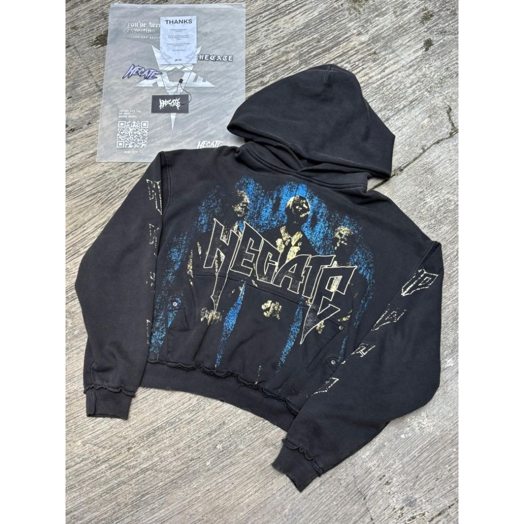 HECATE NOT SAFE DROP 19 Hoodie Boxy Black Washed 2024 Size M Second ORIGINAL