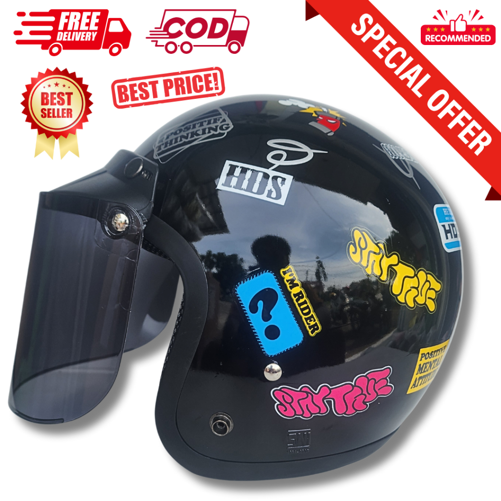 HDS HELMET Helm Bogo Dewasa Retro Classic Original SNI Pria dan Wanita Crooz Cepol Hijab Hijaber