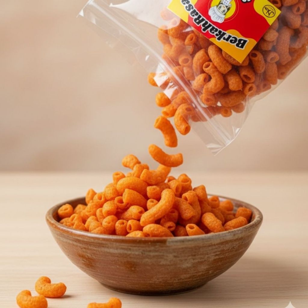 Makaroni pipa 250 gram pedas daun jeruk, makaroni sepat pedas daun jeruk