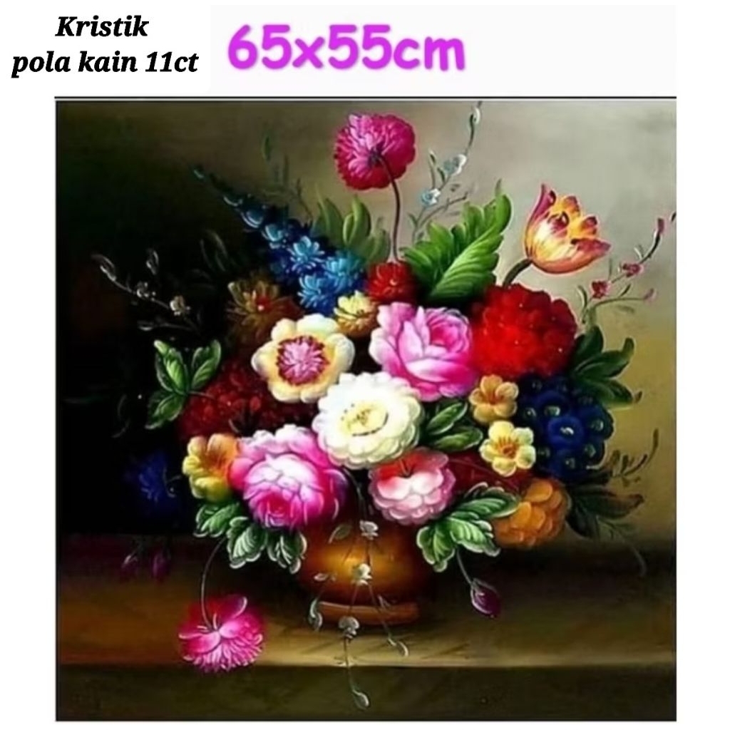 DIY Paket kristik bunga mawar tulip POLA KAIN flower vas warna warni mawar tulip daisy anggrek peoni