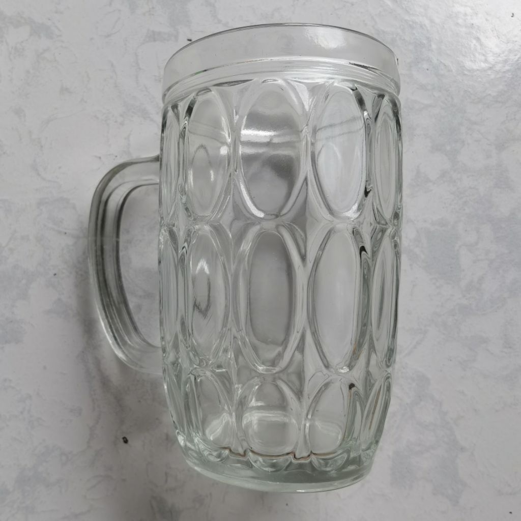 Gelas Kaca Gagang Jempol Bening