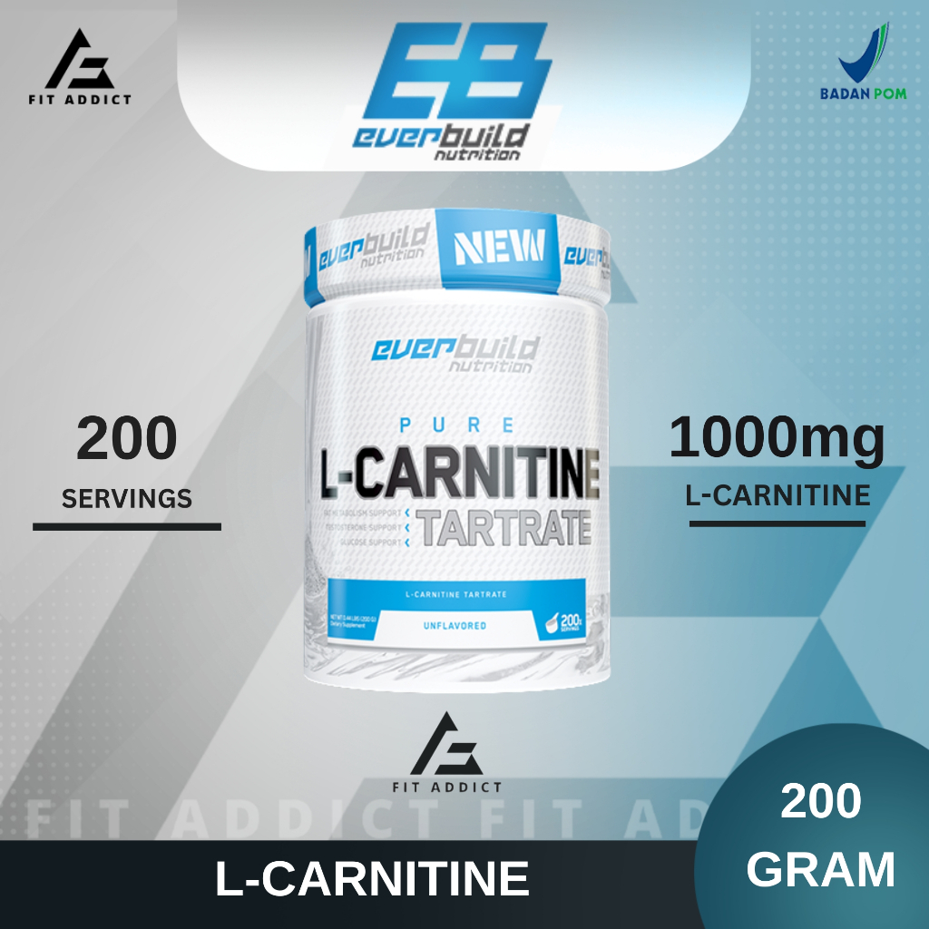 Everbuild Nutrition L-Carnitine Tartrate 200 Serving 200mg 200 MG Ever Build Carnitine