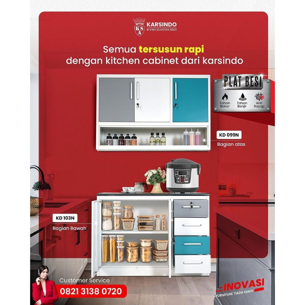 Karsindo Kitchen Set Lemari Dapur Plat Besi Lemari Gantung