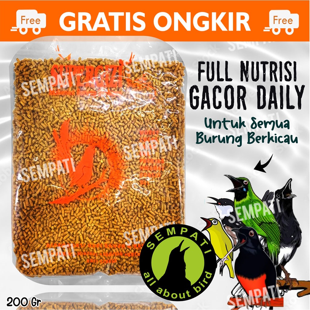 SEMPATI
 Pakan Super Gizi 200gr Voer Pur Pakan Makanan Burung Murai Kacer Kenari Cucak Ciblek Branja