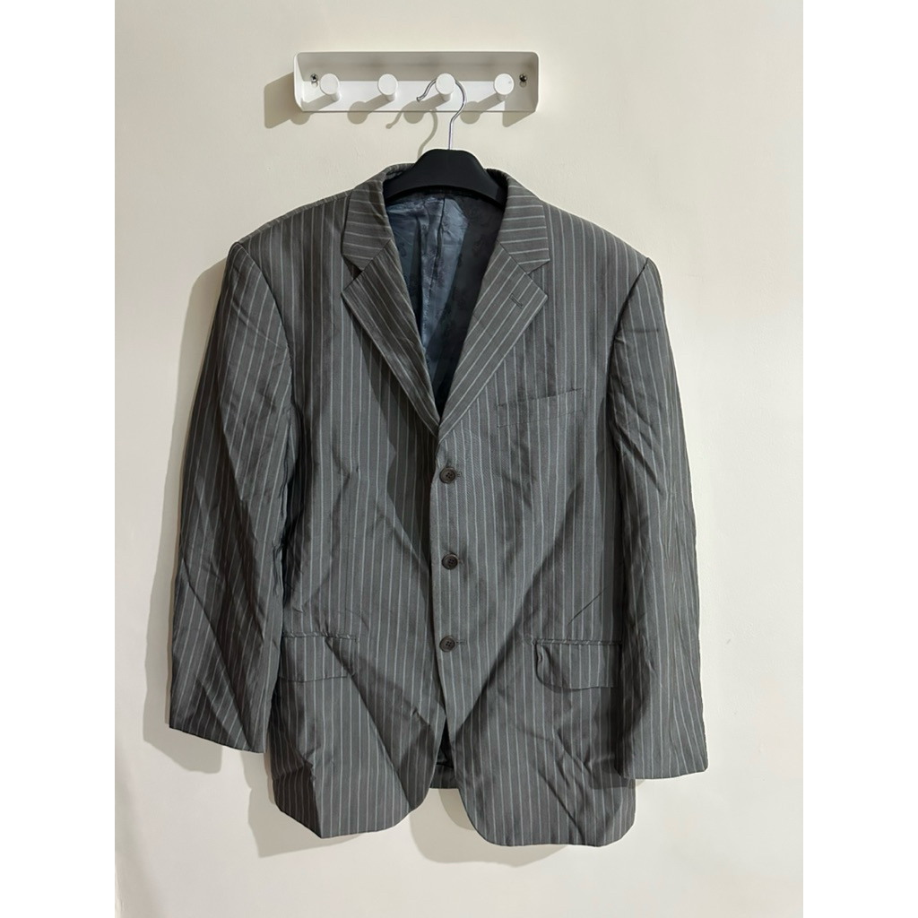 Striped Grey Blazer Stripe Gray Blazer Stripes unisex Blazer abu outer cardigan vest outerwear gray 