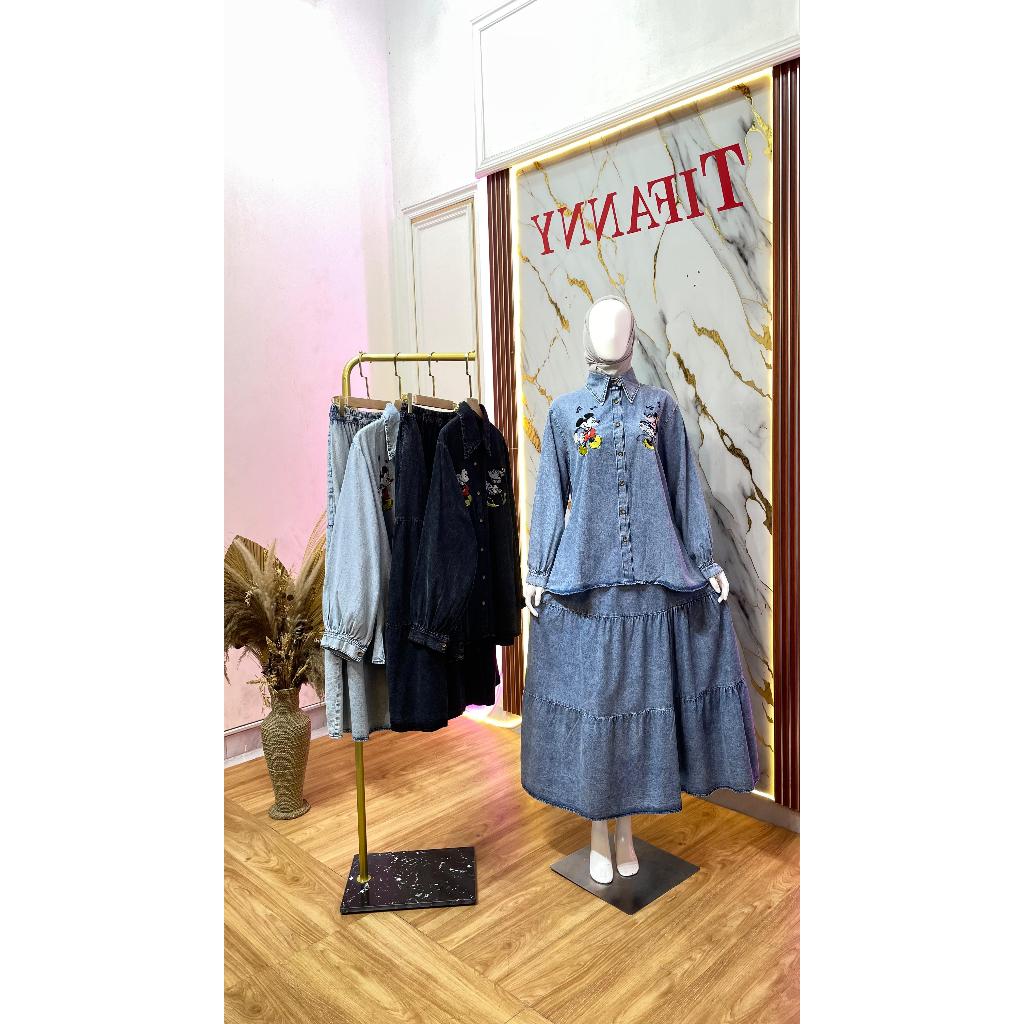 DILIA SETELAN JEANS BORDIR LUCU CANTIK