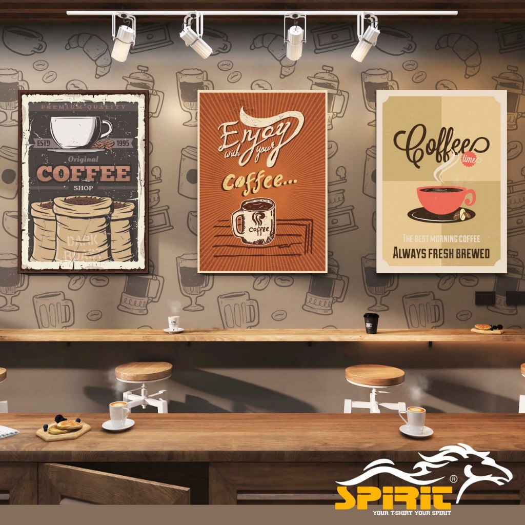 Hiasan Dinding Aesthetic Poster Tema Cafe Coffee Shop Tatakan Kayu MDF Tebal 100 Micron Tahan Air